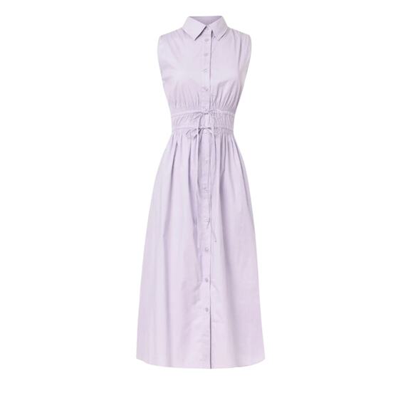 Thakoon Lavender Midi Shirt Dress MEDIUM Sleeveless Cotton Cottage Designer $345 - Picture 3 of 11